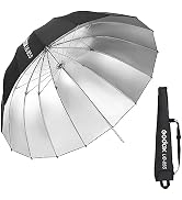 Godox UB-85S 33.5in/85cm Parabolic Reflective Umbrella, Black Silver Photography Umbrella with Ca...