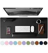 Leather Desk Pad Protector, Mouse Pad, Non-Slip Computer Mat for Desk, PU Leather Office Desk Mat...