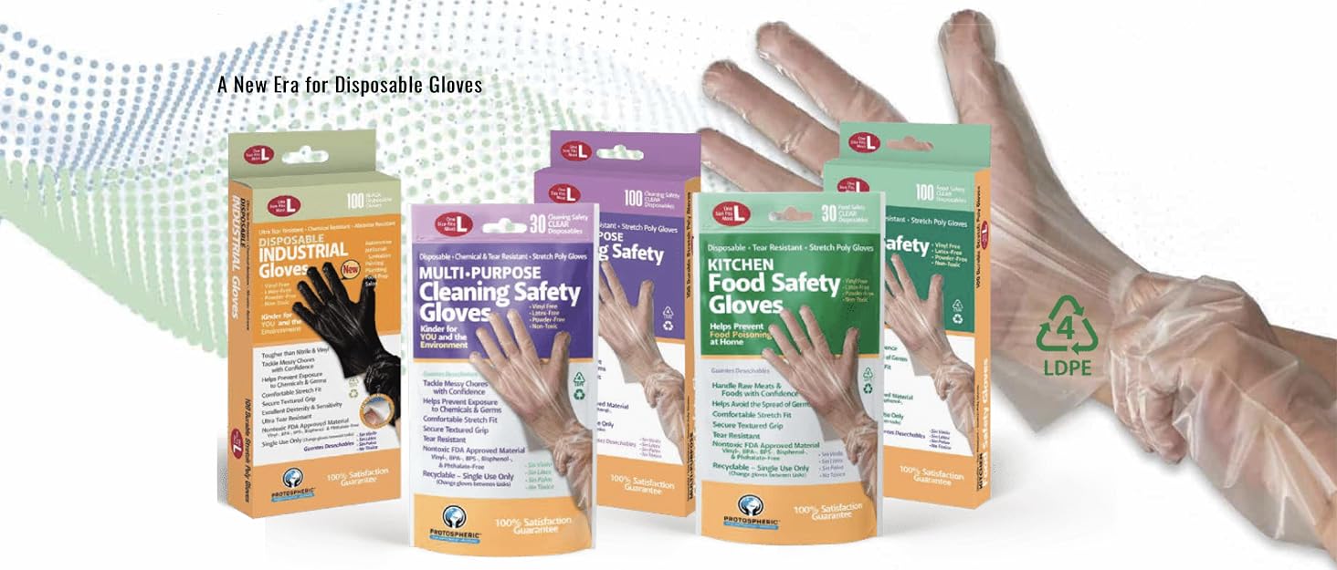 a new era for disposable gloves, thinner, stronger, superior tear and leak resistance, economical