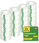 SWRT Tape, 24 Rolls Clear Tape Refills for Dispenser, Transparent Tape, 3/4 in x 800 in Tape Roll...