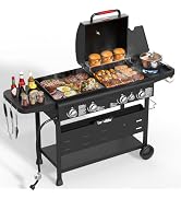 Laudlife Griddle Grill Combo with Side Burner, 702 SQ.IN Cooking Space, 5 Burners Propane BBQ Gri...
