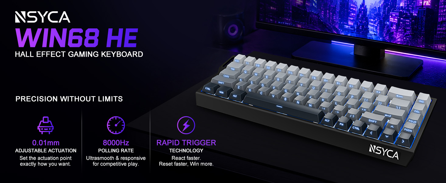 Hall Effect keyboard with rapid trigger magnetic switches mechanical gaming keyboard for FPS