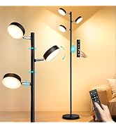 Tree Floor Lamp for Living Room - Modern Black Standing Lamp, LED Floor Light with Remote & Touch...