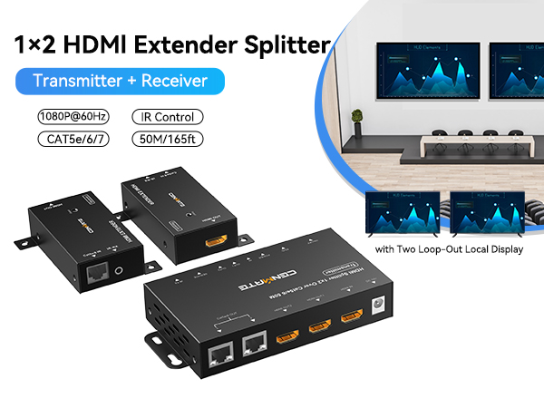 1x2 HDMI Extender Splitter