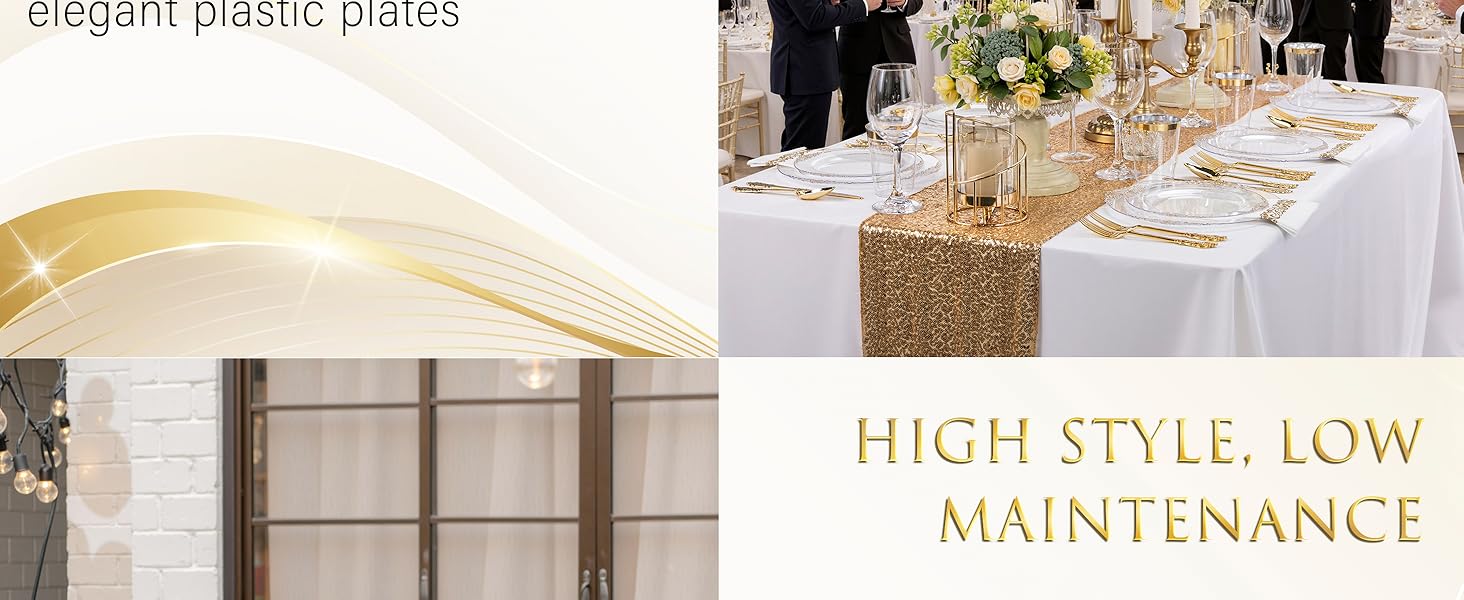 clear gold plastic plates