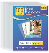 KTRIO No Holes Sheet Protectors 8.5 x 11 Inch Heavy Duty Clear Page Protectors, Plastic Paper Doc...