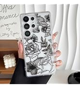 XIZYO for Samsung Galaxy S25 Ultra Case, Floral Flower Cute Rose Aesthetic Pattern Clear Case for...
