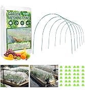 JCKHXG Garden Netting Kit, 10x30FT Ultra Fine Mesh Netting &6 Sets of 8FT Fiberglass Garden Hoops...