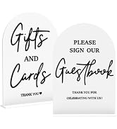 White 2PCS Acrylic Wedding Signs for Ceremony and Reception Guest Book Gifts and Cards Favors Ple...