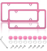 2PCS Colorful Car License Plate Frames with Gaskets Screws & Caps,Stainless Steel 4 Holes License...