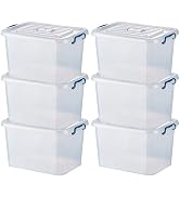 jioko 17 QT Plastic Storage Container Bins with Secure Latching Lid, Stackable Storage Box for Or...