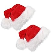 CCINEE Christmas Santa Hat for Adults Velvet Xmas Hat Holiday Home Decoration, 2 Pack