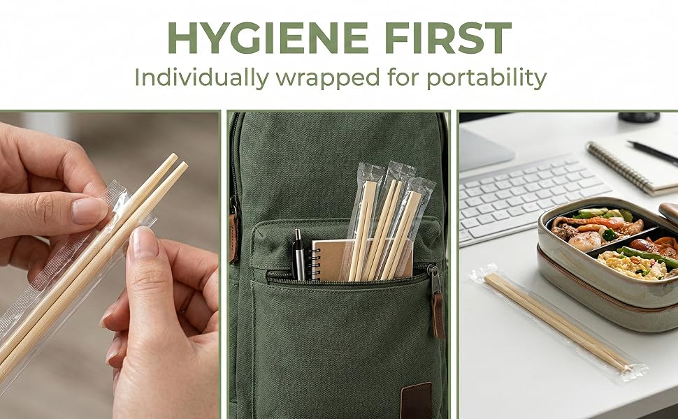 Disposable Bamboo Chopsticks, Individually Wrapped Chopstick Bulk