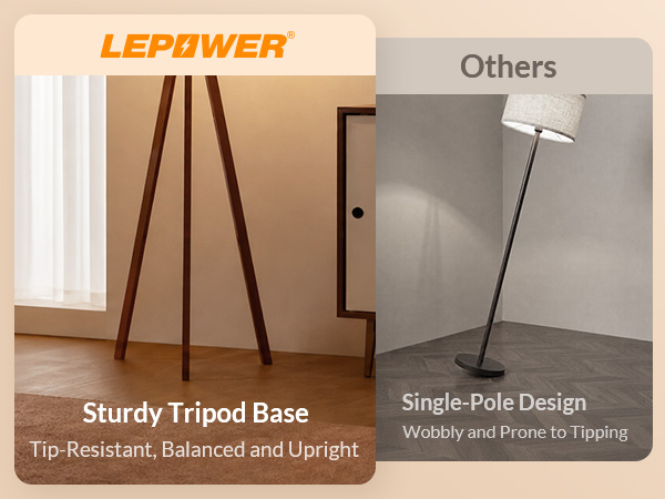 floor lamp for living room mid century standing lamp modern wood rustic for bedroom office dorm