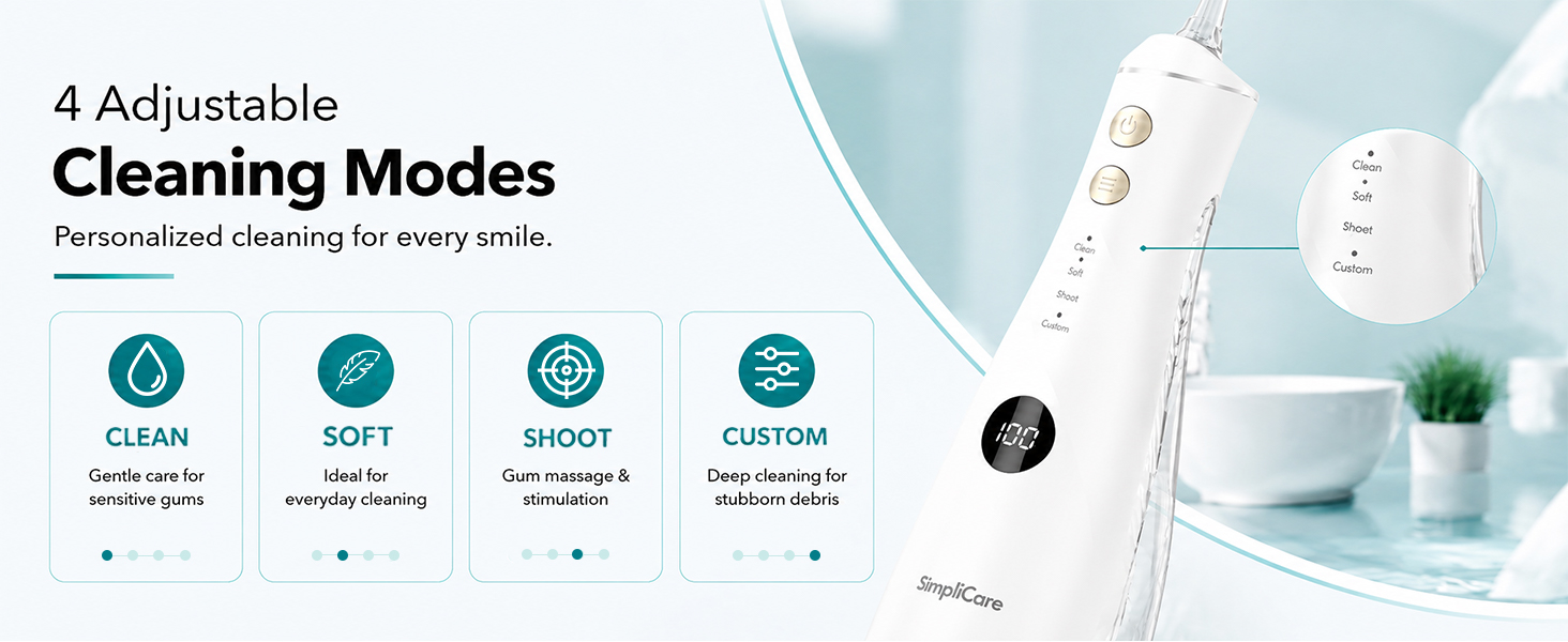 SimpliCare F5052 cordless water flosser for daily oral care and deep cleaning