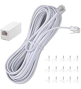Ubramac 15 Feet Long Telephone Extension Cord Phone Cable Line Wire, with Standard RJ11 Plug and ...