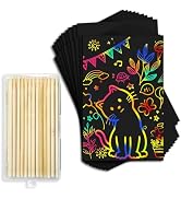 Cityrosy Rainbow Scratch Paper for Kids: 120 Pcs Scratch Art for Kids Sets Arts and Crafts Birthd...
