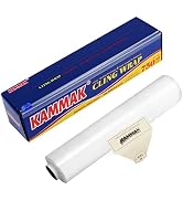 KAMMAK Plastic Food Wrap with Slide Cutter Kitchen Cling Wrap 12 inch Professional BPA Free Polye...