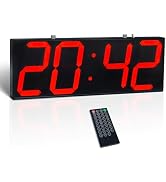 CHKOSDA Digital Wall Clock with Double Sided Display, Large LED Clock with Timer,Alarm,Temperatur...