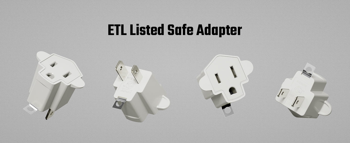 3-2 Prong Adapters Grounding Adapter UL Listed