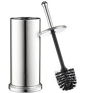 Toilet Brush Set Chrome Toilet Brush for Tall Toilet Bowl and Toilet Brush Holder with Lid Great ...