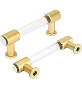 goldenwarm 10 Pack Gold Drawer Pulls 3 inch Acrylic Cabinet Pulls Brushed Brass Cabinet Pulls - L...