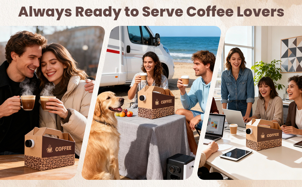 The coffee box comes with a handle and a twist-top lid that is 100% leak-proof.