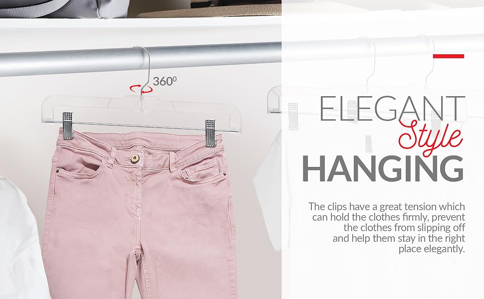 Clear pant hangers, perchas para pantalones con pinzas, skirt hangers with clips, perchas para fald