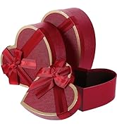 3PCS Heart Shape Present Boxes Red Boxes Heart Box with Lids Ribbon for Valentines Day Flower Cho...