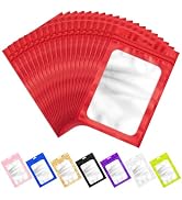 100 PCS Resealable Mylar Bags with Zipper and Frosted Clear Window Smell Proof Packaging Bags Foi...