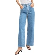 Astylish Women's Stretch Elastic High Waisted Jeans Trendy Baggy Wide Leg Straight Denim Pants