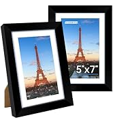FIXSMITH 5x7 Picture Frame, Black Photo Frame with HD Plexiglass, Display Pictures 4x6 with Mat o...