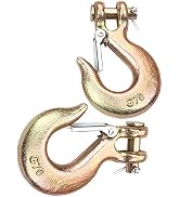 3/8 Inch Clevis Slip Hook, 2Pcs Trailer Safety Chain Hooks, Heavy Duty Forged G70 Hook with Safet...