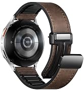 Charlam Magnetic Leather Bands Compatible with Samsung Galaxy Watch 7 Band 6 5 4 FE Active 2 40mm...
