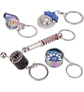 FEBRYTOLD 5 Pcs Car Parts Model Key Chains, Colorful Turbo Keychain, Black Manual Gearbox Keychai...