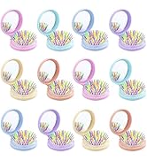 12 Pcs Mini Travel Hair Brush with Mirror for Kids, Round Travel Hair Brush, Small Foldable Brush...