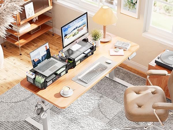 2 Tier desk organizer with drawers for desk