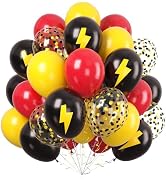 Paready Red Yellow Black Balloons, 60Pcs Cartoon Lighting Balloons, 12Inch Light Printed Latex Ba...