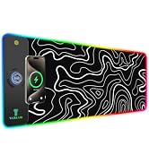 TARKARI 15W Magnetic Wireless Charging RGB Mouse Pad, 800x300mm Topographic | Qi Fast Charging LE...