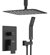 Ceiling Mounted Shower System,Suncleanse 10 Inches Shower Faucet Square Rain Shower Head with Han...