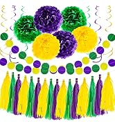 32PCS Mardi Gras Decorations Party Favors Supplies, Mardi Gras Decor Props Backdrop, Hanging Swir...