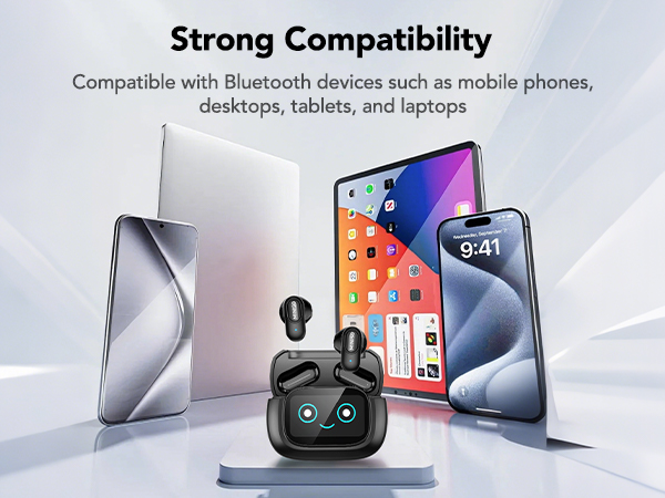 earbuds bluetooth Strong Compatibility such as mobile phones,desktops, tablets, and laptops