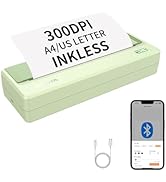 Rongta Portable Printer Wireless for Travel,300Dpi Bluetooth Inkless Thermal Small Printer for Of...