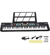 24HOCL 61 Keys Keyboard Piano, Kids Piano Keyboard with UL Adapter, Stand, Built-In Speaker, Mic,...
