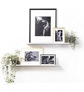xympo 24" Metal Picture Ledge, Wall Mounted Floating Shelf - White (Set of 2)