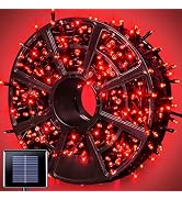 JMEXSUSS 600 LED Red Solar Halloween Lights, 206.7ft Solar Christmas Lights Outdoor Waterproof, 8...