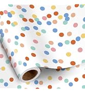 RUSPEPA Watercolor Dot Wrapping Paper Roll for Girls, Mini Roll, Pastel Dots Pattern, Adorable Gi...