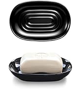 Aenfaiy Ceramic Soap Dish for Bath Sink- Modern Black Bar Soap Holder for Shower - Easy to Clean ...
