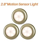 STAR-SPANGLED 3 Pack 2.8” Motion Sensor Lights Indoor AAA Battery Operated, Stick on LED Puck Lig...