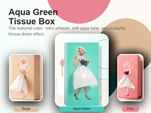 Lady Skirt Tissue Box Cover, Decorative ABS Rectangle Tissue Holder for Facial Tissues